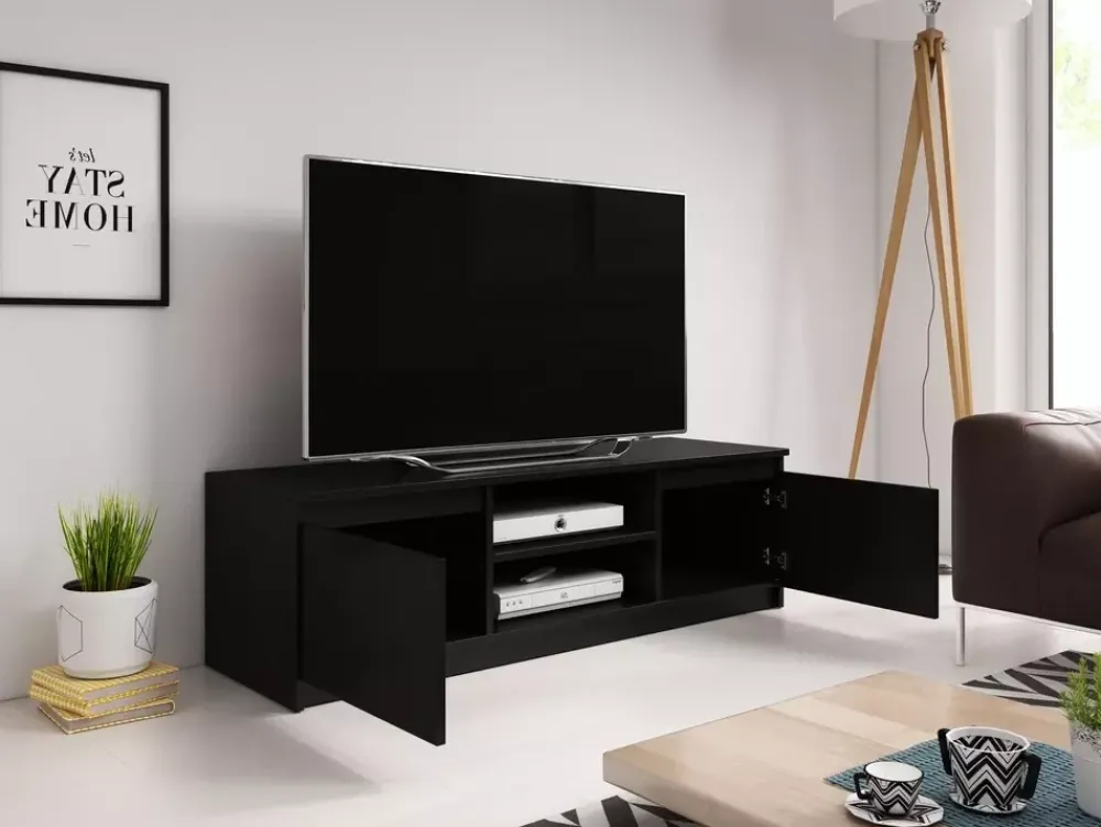 Szafki Rtv>BRATEX Nowoczesna szafka RTV 120 cm czarna BINGO czarny grafit