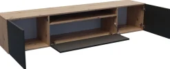 Szafki Rtv>Arton Nowoczesna szafka RTV 200 cm wisząca do salonu LANTOS dąb artisan + czarny