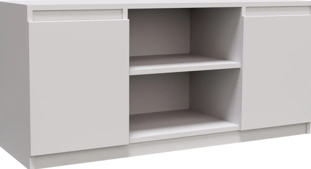 Szafki Rtv>Meblohand Nowoczesna szafka RTV biała 120 cm z półkami MONTEGO biały