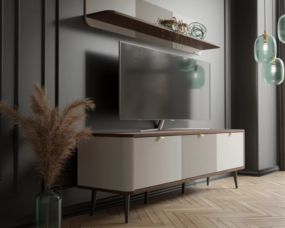 Zestawy Mebli Do Salonu|Szafki Rtv>JUREK Nowoczesna szafka RTV na nóżkach pod telewizor 160 cm MIREL