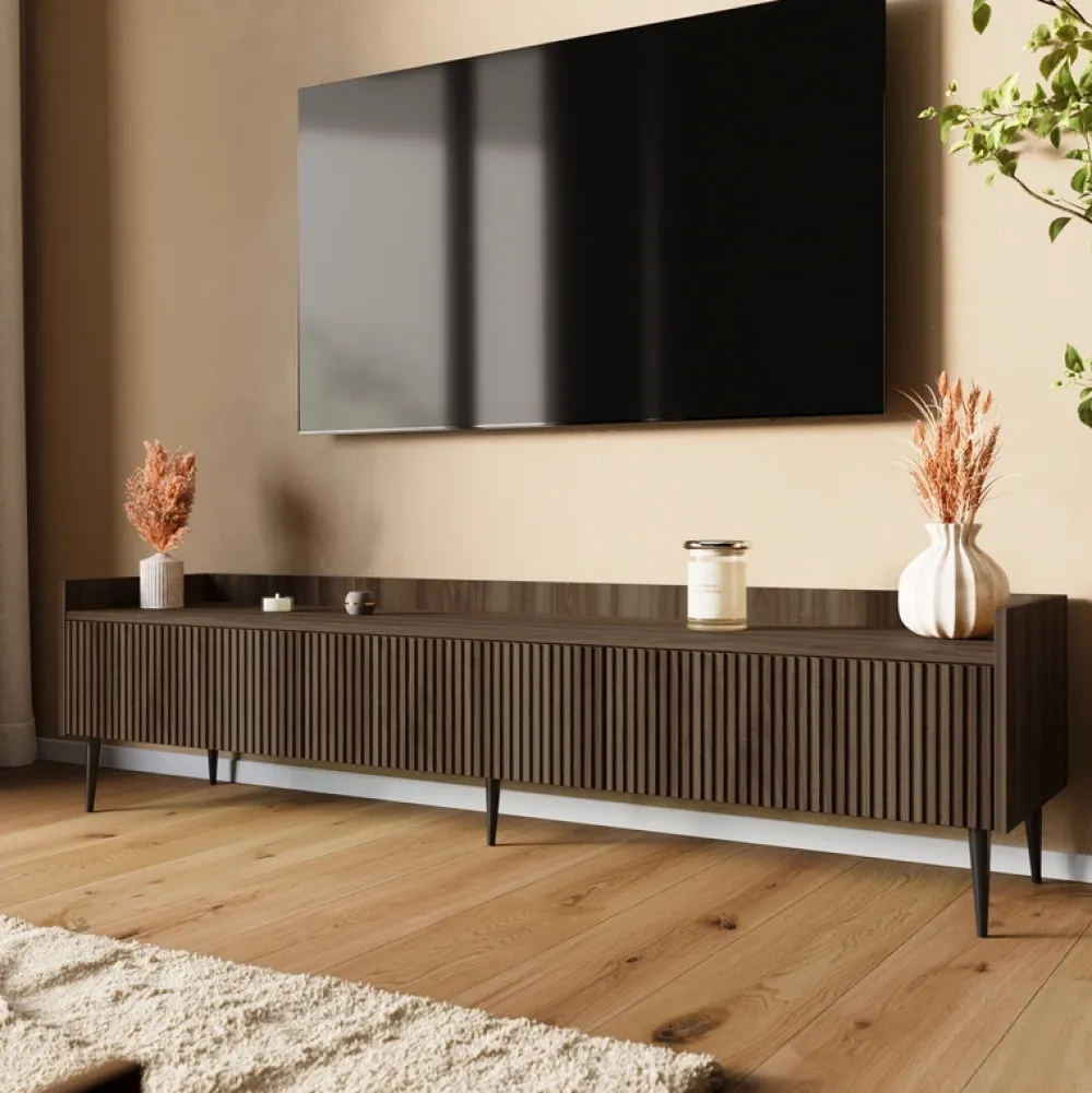 Zestawy Mebli Do Salonu|Szafki Rtv>JUREK Nowoczesna szafka RTV 180 cm do salonu ASPERO orzech