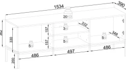 Zestawy Mebli Do Salonu|Szafki Rtv></noscript>PIASKI Nowoczesna szafka RTV z półka 154 cm oświetlenie LED SEWILLA
