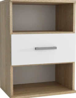 Szafki Nocne>Meblohand Nowoczesna szafka z szufladą i półkami do sypialni GRETA