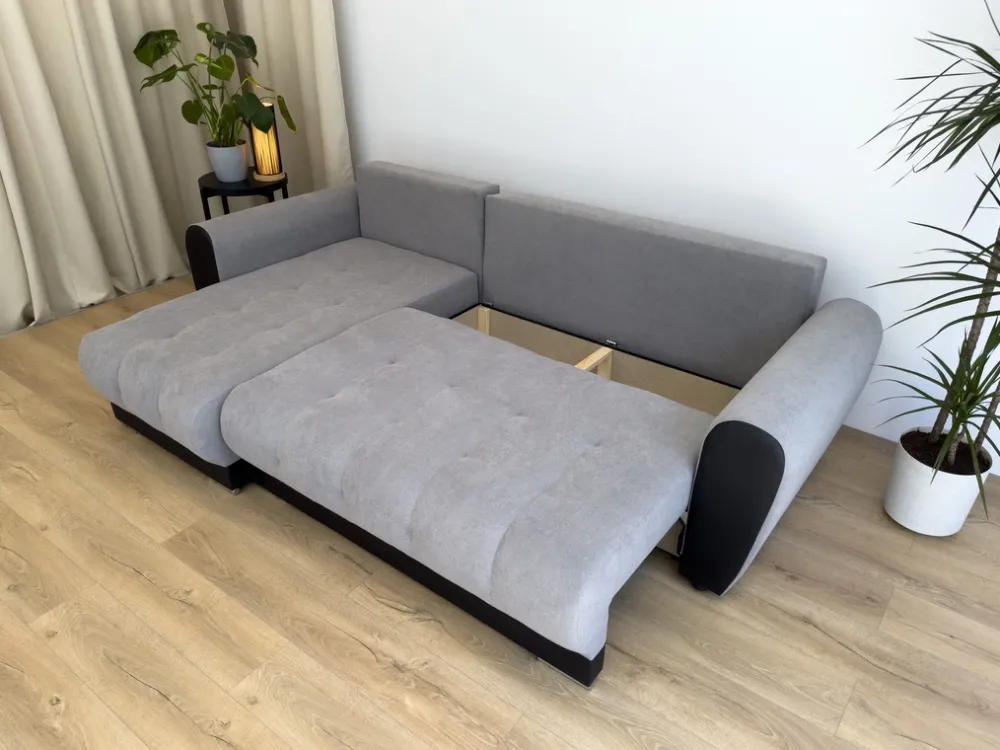 Meble Dla Dzieci|Meble Młodzieżowe>BROMARKT Nowoczesna szara kanapa rogowa do salonu DOMI funkcja spania