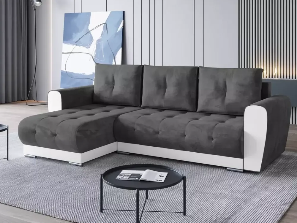 Meble Dla Dzieci|Meble Młodzieżowe>BROMARKT Nowoczesna szara kanapa rogowa do salonu DOMI funkcja spania