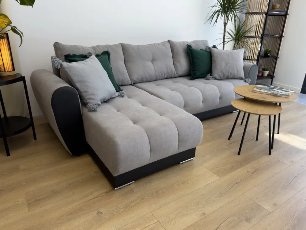 Meble Dla Dzieci|Meble Młodzieżowe>BROMARKT Nowoczesna szara kanapa rogowa do salonu DOMI funkcja spania