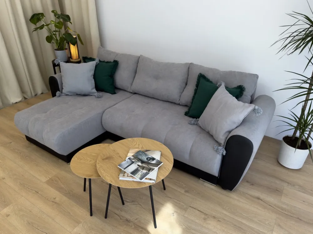 Meble Dla Dzieci|Meble Młodzieżowe>BROMARKT Nowoczesna szara kanapa rogowa do salonu DOMI funkcja spania