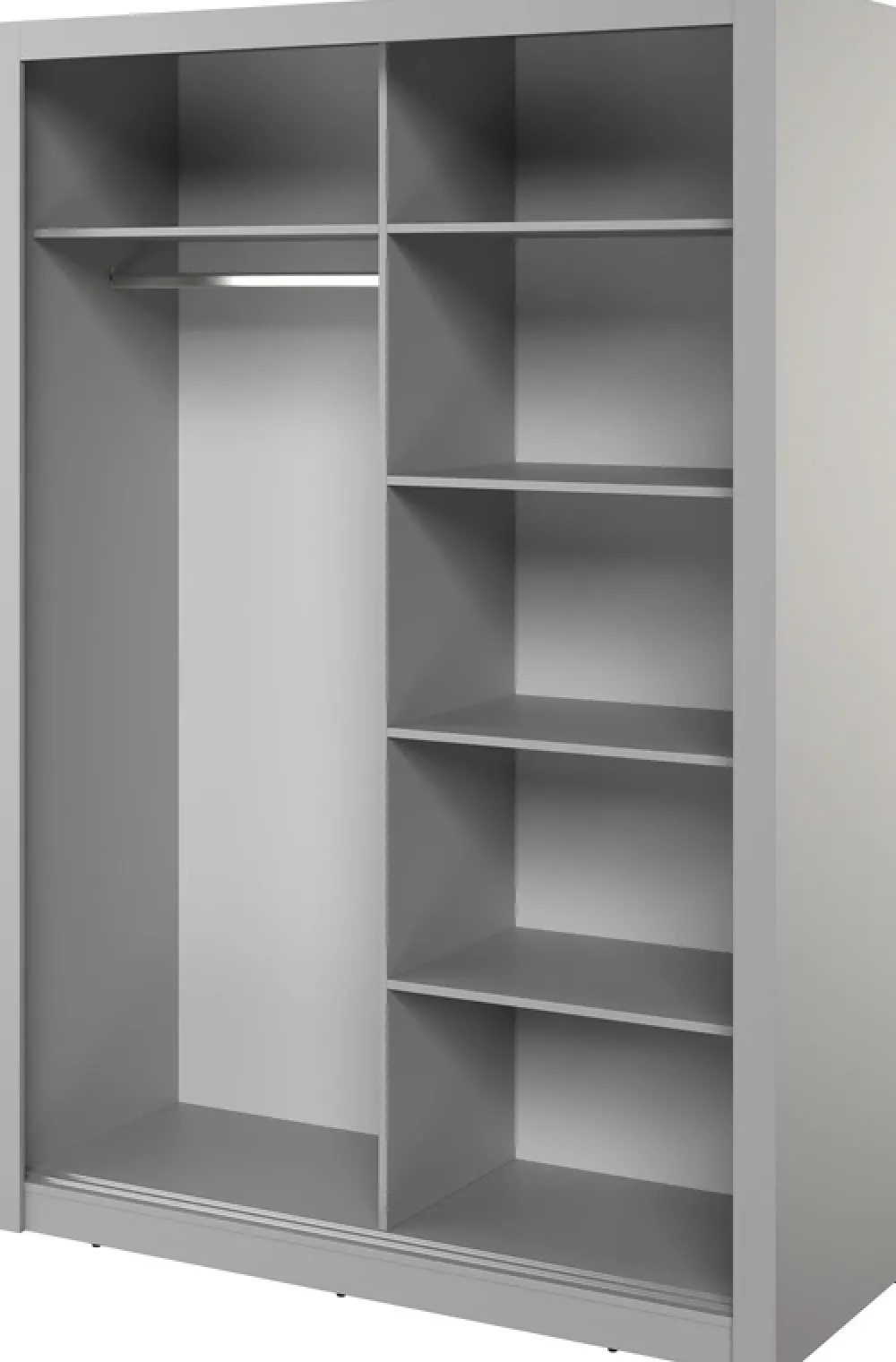 Zestawy Mebli Do Sypialni|Szafy Dwudrzwiowe>lenart. Nowoczesna szara szafa przesuwna 150 cm z lustrem i półkami ARTI szary