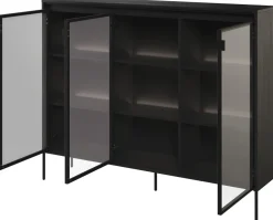 Zestawy Mebli Do Salonu|Witryny>lenart. Nowoczesna szeroka witryna do salonu czarna 150 cm TREND czarny