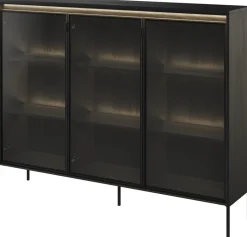 Zestawy Mebli Do Salonu|Witryny></noscript>lenart. Nowoczesna szeroka witryna do salonu czarna 150 cm TREND czarny