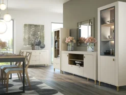 Zestawy Mebli Do Sypialni|Toaletki I Konsole></noscript>DOLMAR Nowoczesna toaletka z szufladami 102 cm MISTY cashmere kaszmir