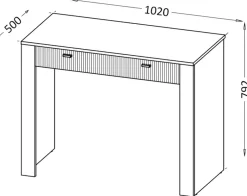 Zestawy Mebli Do Sypialni|Toaletki I Konsole></noscript>DOLMAR Nowoczesna toaletka z szufladami 102 cm MISTY cashmere kaszmir