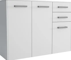 Komody>Meblohand Nowoczesna trzydrzwiowa komoda z szufladami biała 112 cm SAVONA biały