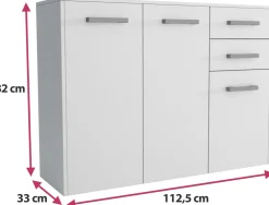 Komody></noscript>Meblohand Nowoczesna trzydrzwiowa komoda z szufladami biała 112 cm SAVONA biały