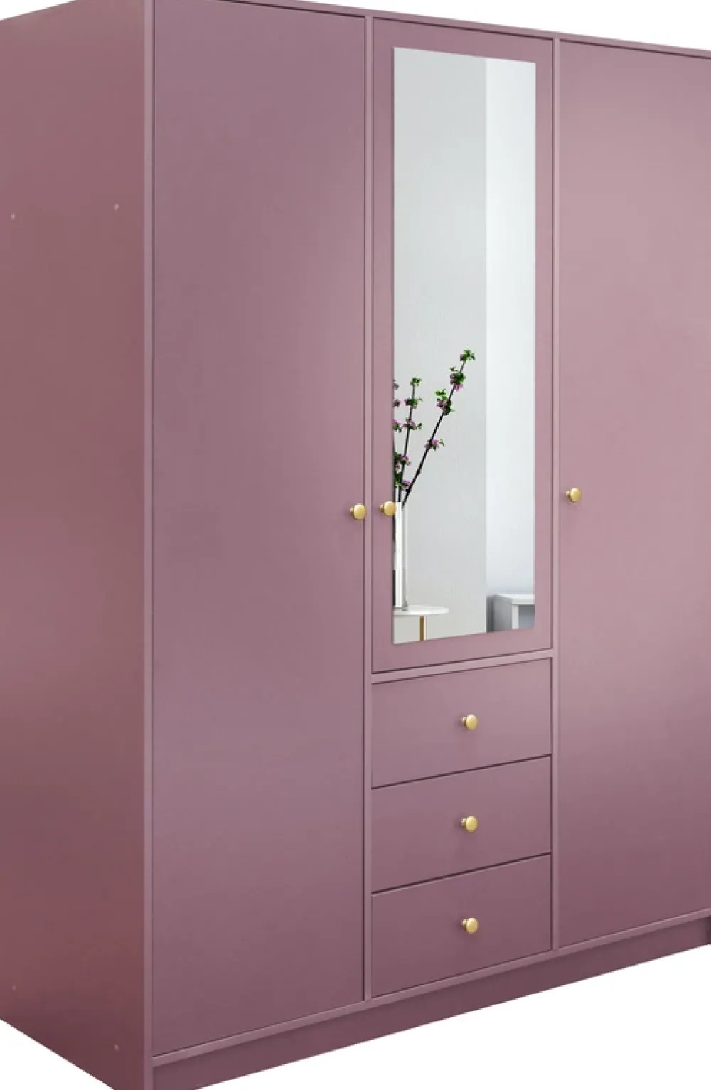 Meble Dla Dzieci|Zestawy Mebli Do Przedpokoju>Stolar Nowoczesna trzydrzwiowa szafa uchylna z lustrem 150 cm SELMA śliwa