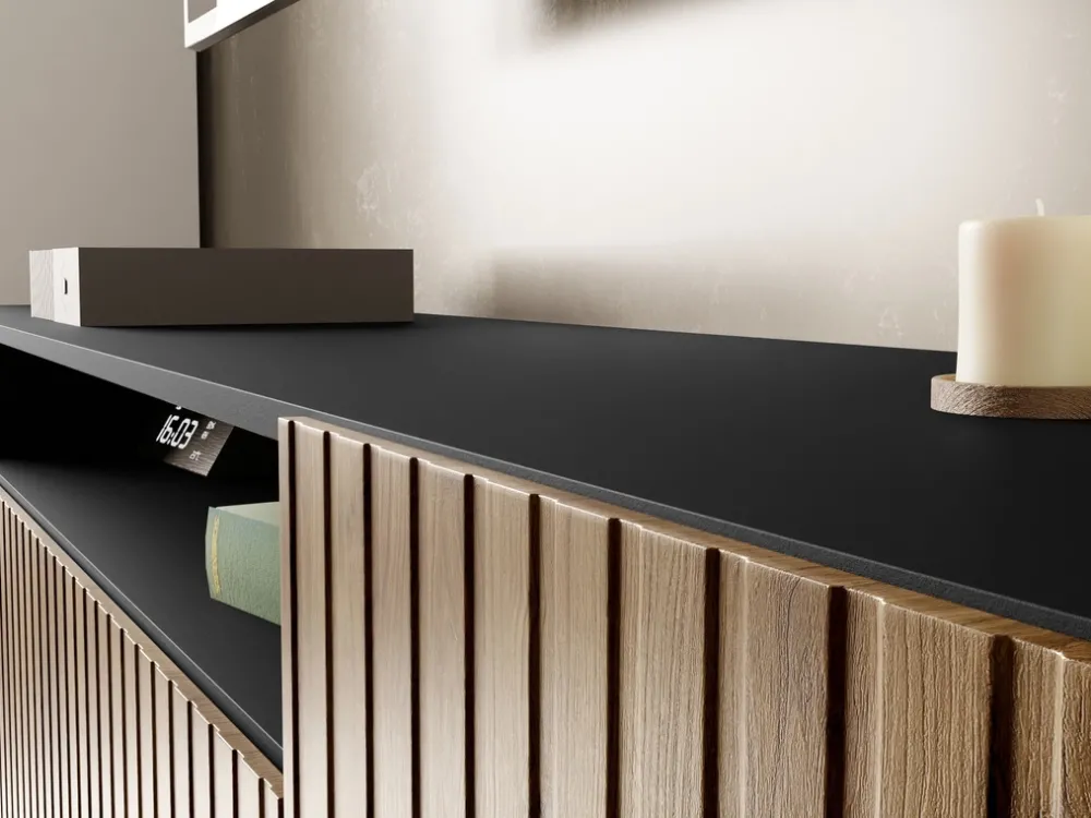 Szafki Rtv>Arton Nowoczesna wisząca szafka RTV 200 cm MAVIO frezowane fornty