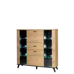 Witryny>JUREK Nowoczesna witryna barek dąb lefkas jasny 131 cm JOHNY