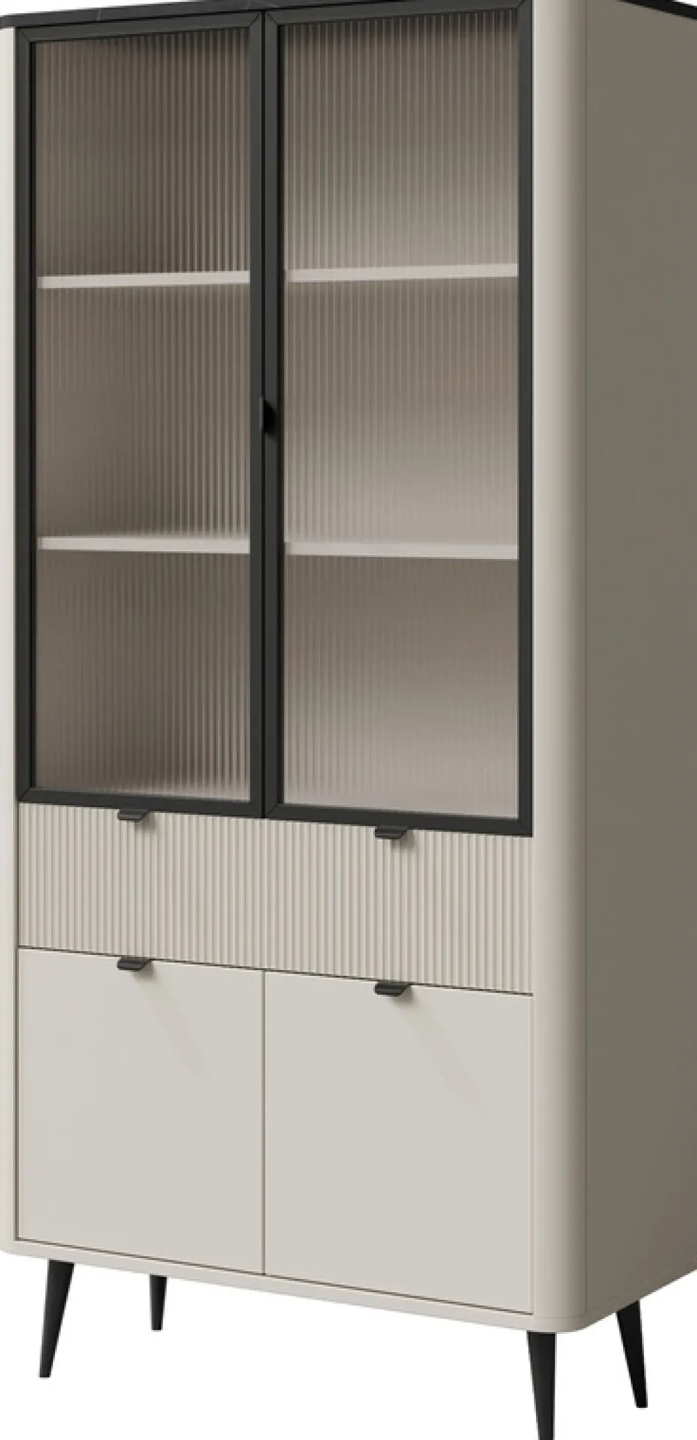 Zestawy Mebli Do Salonu|Witryny>JUREK Nowoczesna witryna do salonu z szufladą 90 cm MIREL kaszmir