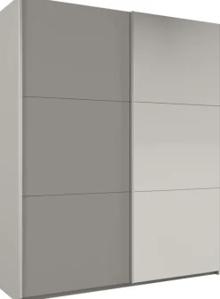 Szafy Dwudrzwiowe|Szafy Z Lustrem>Stolar Nowoczesna wysoka szafa przesuwna z lustrem 200 cm RUBIN platinum
