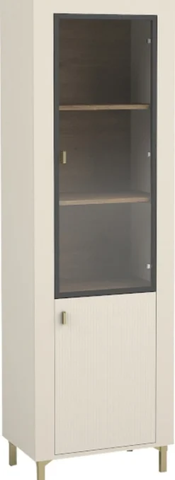 Zestawy Mebli Do Sypialni|Zestawy Mebli Do Salonu>DOLMAR Nowoczesna wysoka witryna na książki do salonu 60 cm MISTY kaszmir