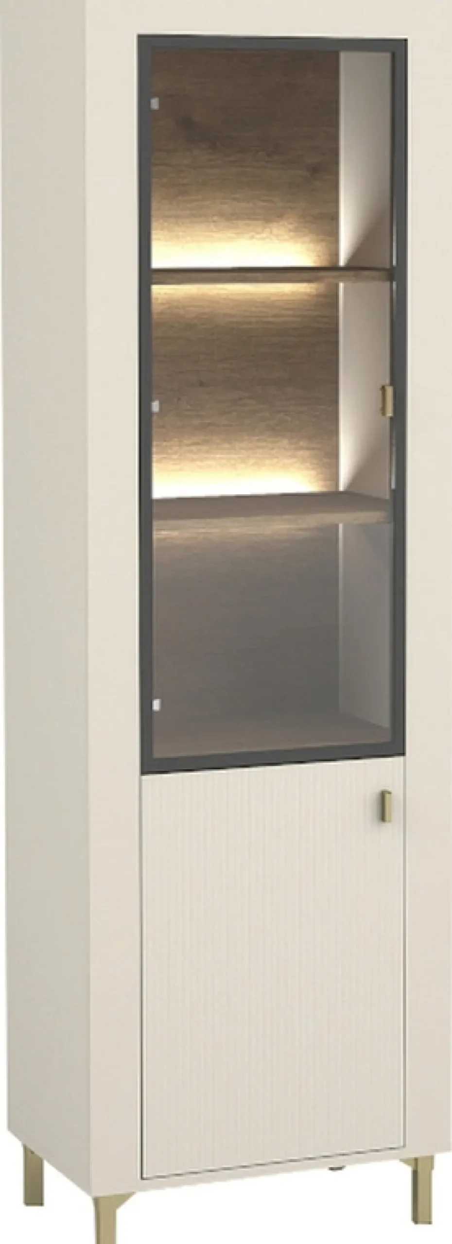 Zestawy Mebli Do Sypialni|Zestawy Mebli Do Salonu>DOLMAR Nowoczesna wysoka witryna na książki do salonu 60 cm MISTY kaszmir