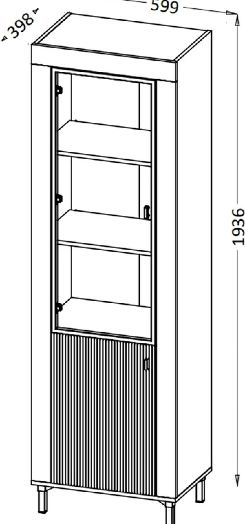 Zestawy Mebli Do Sypialni|Zestawy Mebli Do Salonu>DOLMAR Nowoczesna wysoka witryna na książki do salonu 60 cm MISTY kaszmir