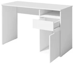 Biurka|Meble Młodzieżowe>MEBLOSIEK Nowoczesne białe biurko młodzieżowe BILLY z szufladą i półką biały
