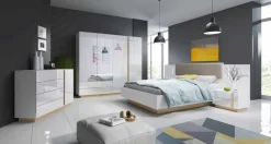 Zestawy Mebli Do Sypialni>LASKI Nowoczesne białe meble do sypialni LINDA