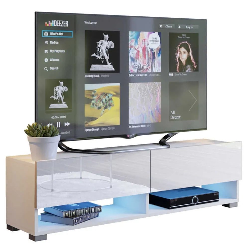 Zestawy Mebli Do Salonu|Szafki Rtv>BROMARKT Nowoczesne białe szafki RTV 280 cm PREMIUM QUAD biały