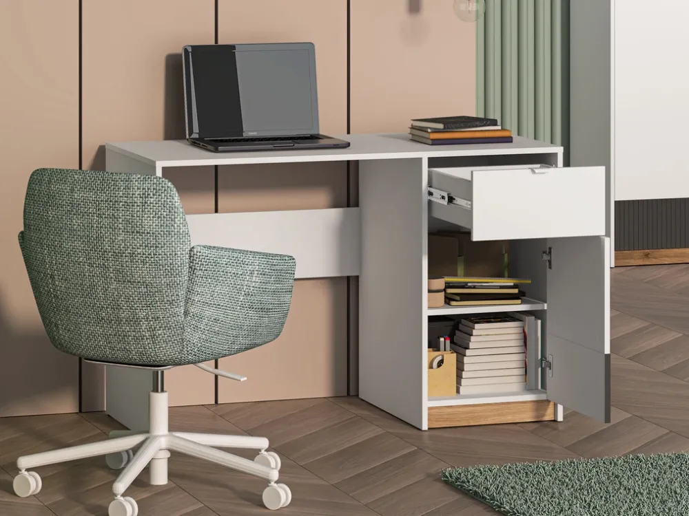 Biurka|Zestawy Mebli Młodzieżowych>ML Meble Nowoczesne biurko młodzieżowe 120 cm białe TORINO