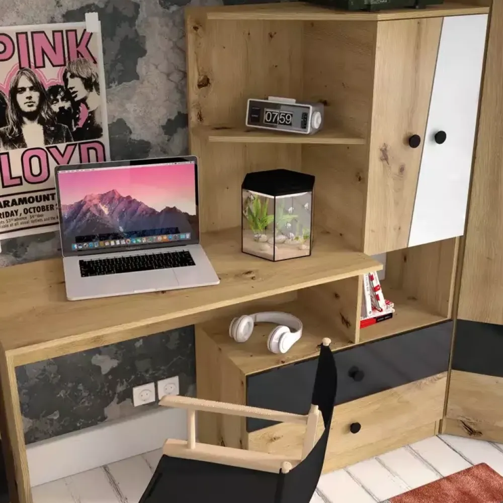 Biurka|Zestawy Mebli Młodzieżowych>DOMEL Nowoczesne biurko z regałem MONACO