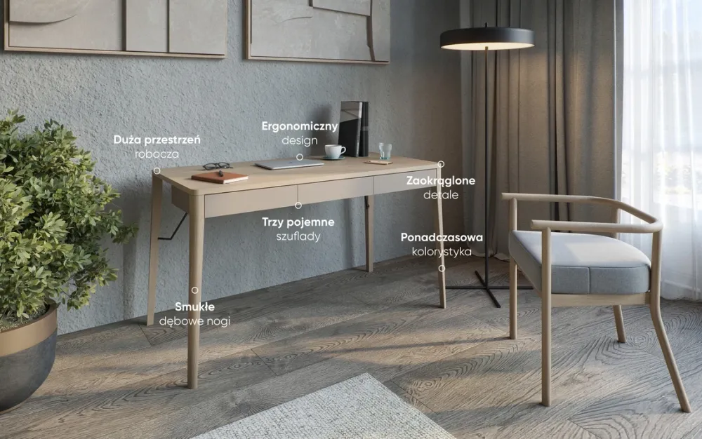 Biurka>lenart. Nowoczesne biurko z szufladami skandynawskie 140 cm MATCH