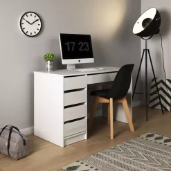 Biurka|Meble Młodzieżowe>LASKI Nowoczesne biurko z szufladami JULIA biały połysk