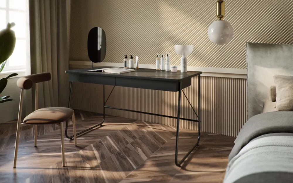 Biurka>lenart. Nowoczesne czarne biurko z szufladami i metalowymi nogami 135x77 cm MATCH