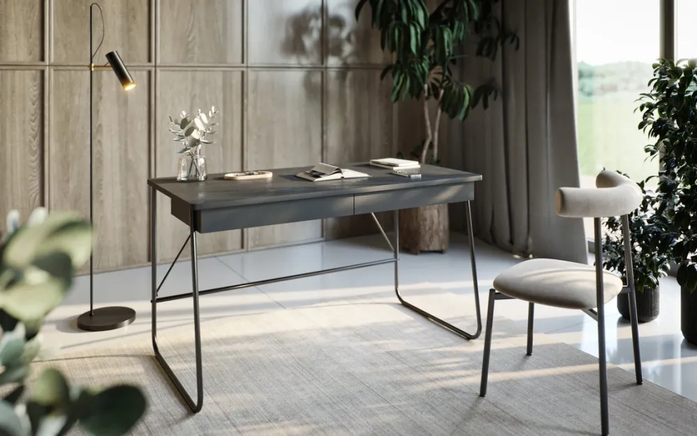 Biurka>lenart. Nowoczesne czarne biurko z szufladami i metalowymi nogami 135x77 cm MATCH