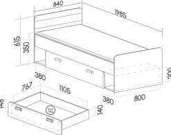 Łóżka Dziecięce|Łóżka Z Zagłówkiem></noscript>DOLMAR Nowoczesne łóżko do pokoju dziecięcego 80x195 cm LUMINOUS biały