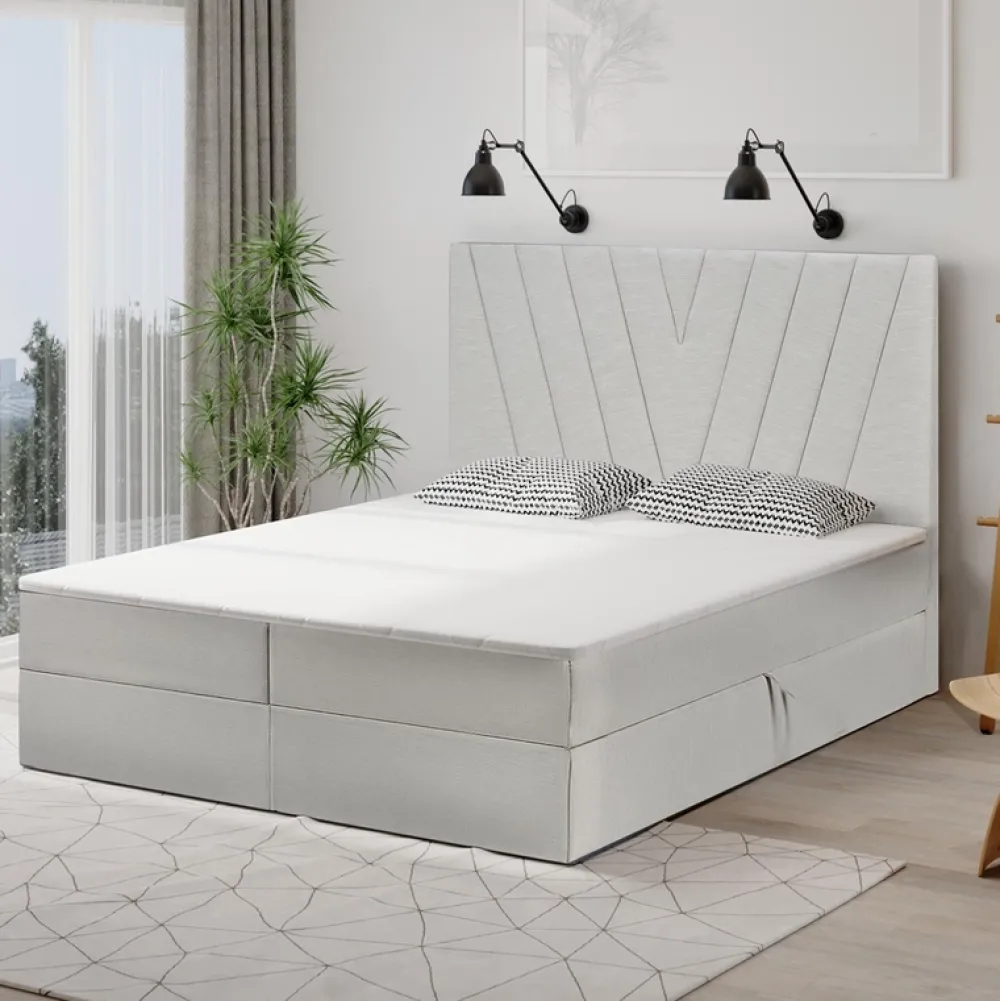 Łóżka Małżeńskie|Łóżka Ze Stelażem>MEBAS Nowoczesne łóżko kontynentalne z pojemnikiem FACE 200x200 cm