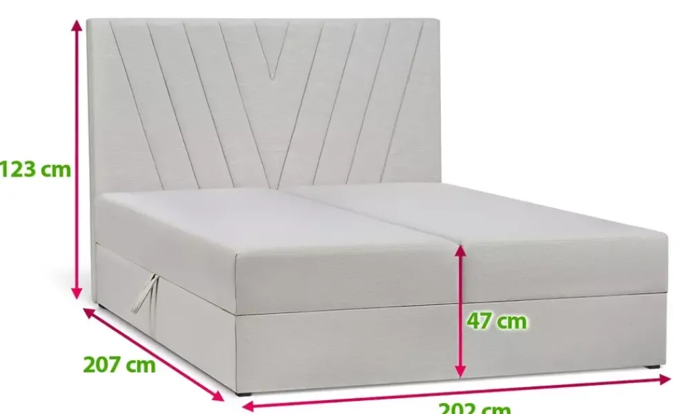 Łóżka Małżeńskie|Łóżka Ze Stelażem>MEBAS Nowoczesne łóżko kontynentalne z pojemnikiem FACE 200x200 cm