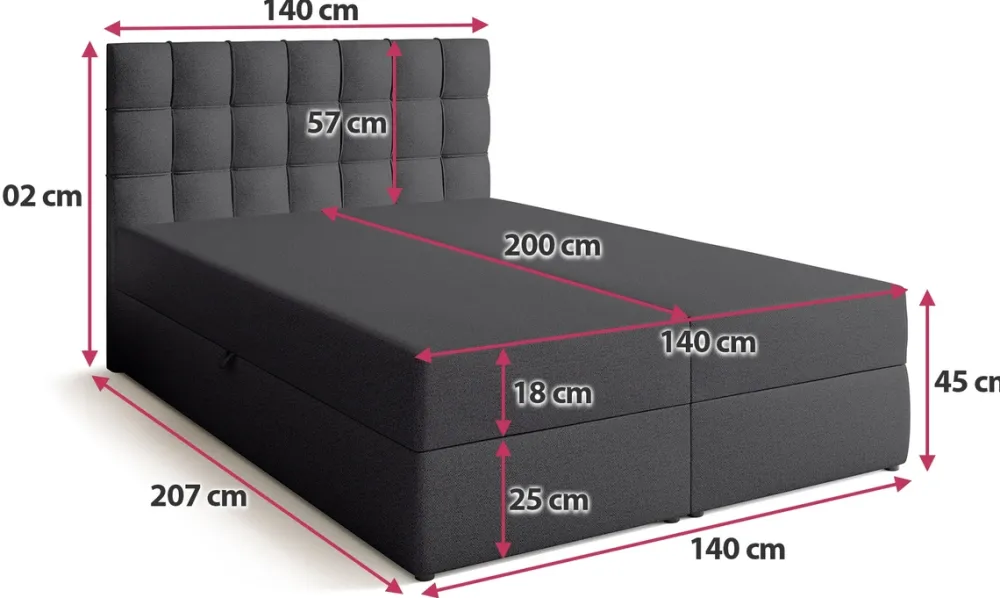 Meble Młodzieżowe|Łóżka Młodzieżowe>BROMARKT Nowoczesne łóżko kontynentalne 140x200 cm z pojemnikiem DETROIT