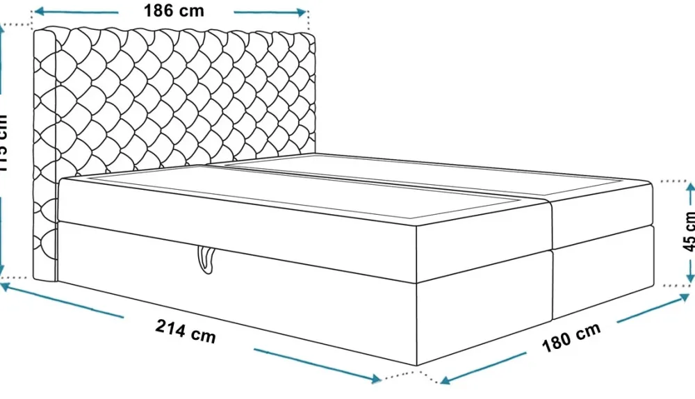 Łóżka Małżeńskie|Łóżka Ze Stelażem>Riban Nowoczesne łóżko kontynentalne 180x200 cm z pojemnikiem BROLY