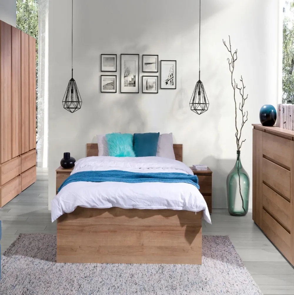 Łóżka Ze Stelażem|Łóżka Z Zagłówkiem>MARIDEX Nowoczesne łóżko młodzieżowe ze stelażem 80x200 cm COSTA dąb riviera