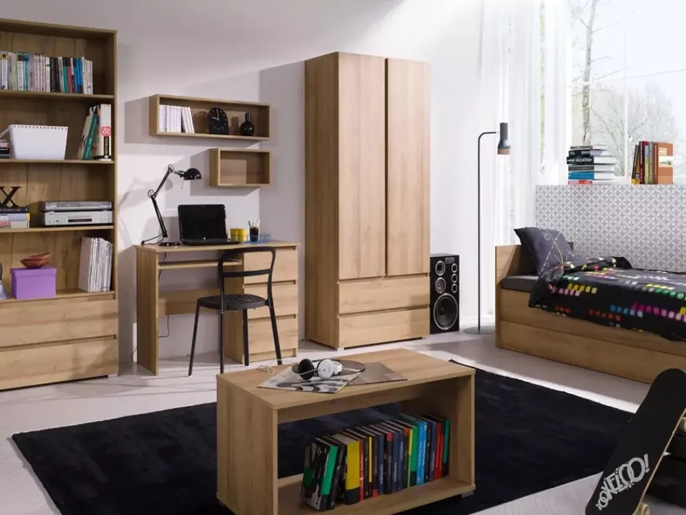 Łóżka Ze Stelażem|Łóżka Z Zagłówkiem>MARIDEX Nowoczesne łóżko młodzieżowe ze stelażem 80x200 cm COSTA dąb riviera