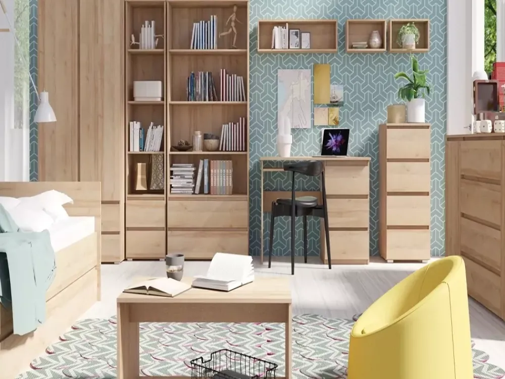 Łóżka Ze Stelażem|Łóżka Z Zagłówkiem>MARIDEX Nowoczesne łóżko młodzieżowe ze stelażem 80x200 cm COSTA dąb riviera