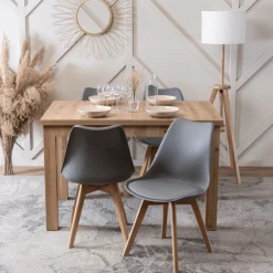 Krzesła Tapicerowane|Krzesła>MEBEL ELITE Nowoczesne krzesło tapicerowane do jadalni szare ekoskóra SILVO