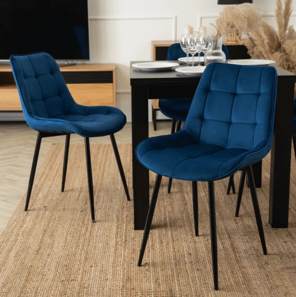 Krzesła Tapicerowane|Krzesła>MEBEL ELITE Nowoczesne krzesło welurowe do jadalni granatowe CILIO granatowy