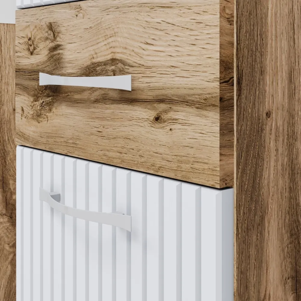 Meble Łazienkowe>BRATEX Nowoczesne meble łazienkowe dąb wotan MOLO ryflowane fronty