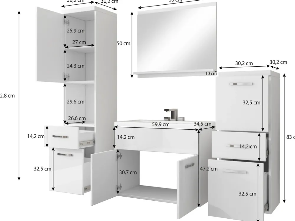 Meble Łazienkowe>BRATEX Nowoczesne meble łazienkowe dąb wotan MOLO ryflowane fronty