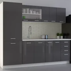 Meble Kuchenne>Lempert Nowoczesne meble do kuchni szary połysk SOFIA