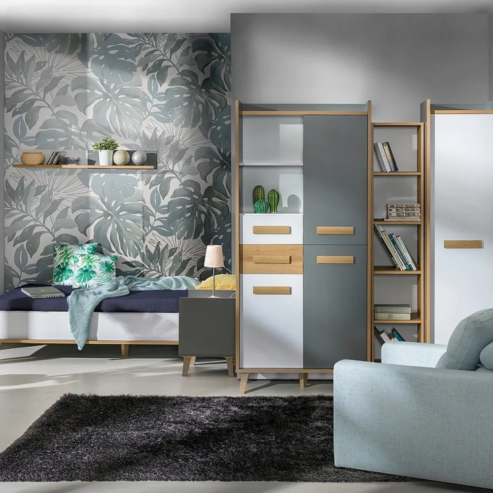 Zestawy Mebli Młodzieżowych>DOLMAR Nowoczesne meble do pokoju młodzieżowego z łóżkiem WARSAW