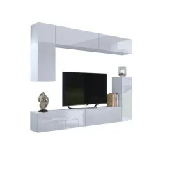 Zestawy Mebli Do Salonu|Meblościanki>BROMARKT Nowoczesne meble do salonu połysk PREMIUM biały